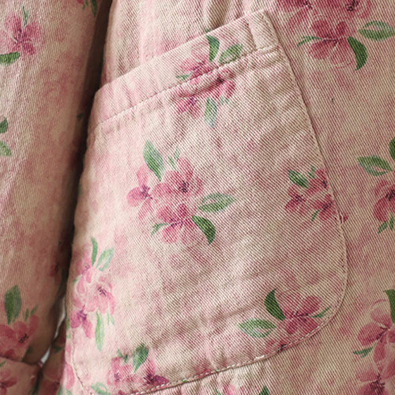 Kurtka damska z długim rękawem z poliestru z nadrukiem w kwiaty i żabą, z Buddha Stones i kieszeniami - image 13