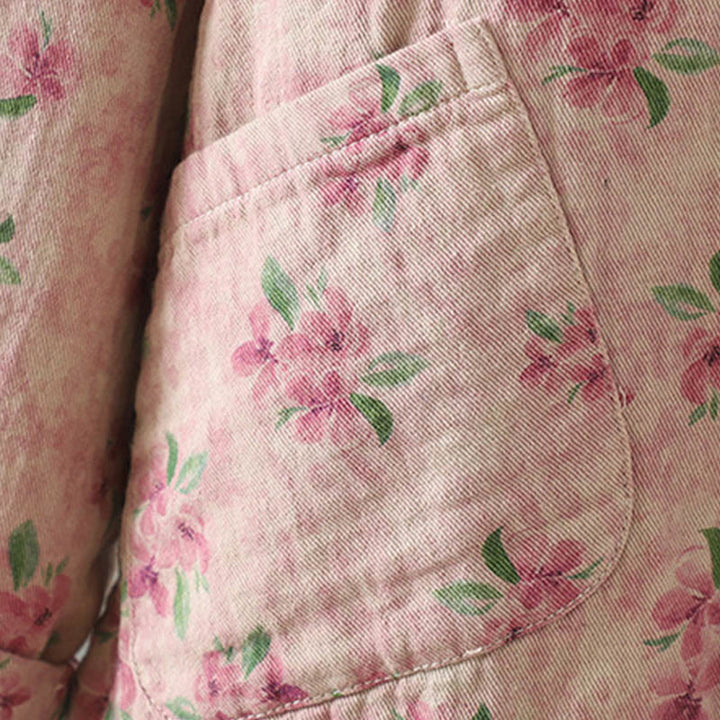 Kurtka damska z długim rękawem z poliestru z nadrukiem w kwiaty i żabą, z Buddha Stones i kieszeniami - image 13