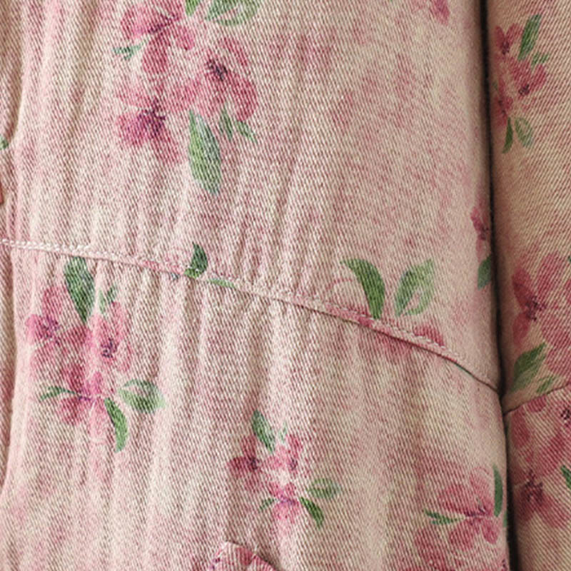 Kurtka damska z długim rękawem z poliestru z nadrukiem w kwiaty i żabą, z Buddha Stones i kieszeniami - image 12