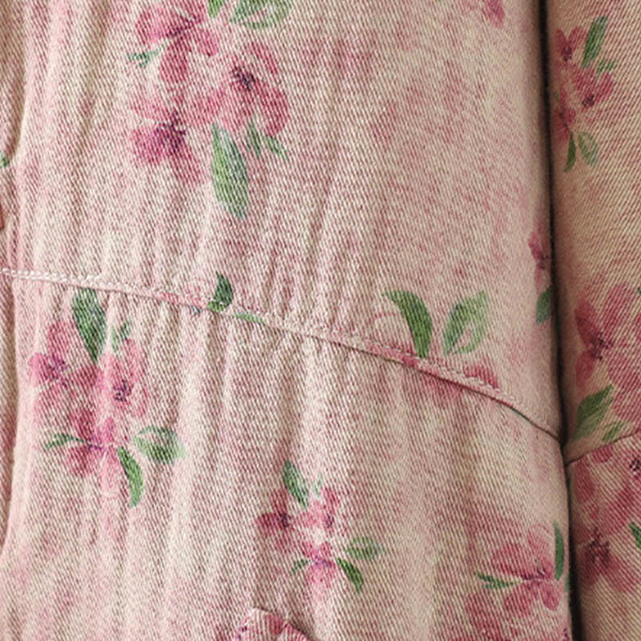 Kurtka damska z długim rękawem z poliestru z nadrukiem w kwiaty i żabą, z Buddha Stones i kieszeniami - image 12