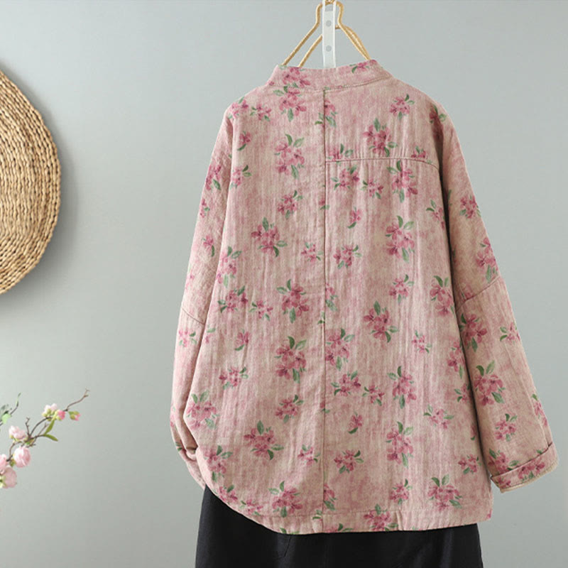 Kurtka damska z długim rękawem z poliestru z nadrukiem w kwiaty i żabą, z Buddha Stones i kieszeniami - image 7