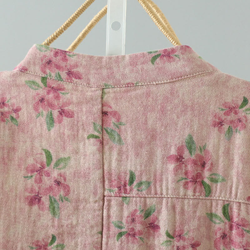 Kurtka damska z długim rękawem z poliestru z nadrukiem w kwiaty i żabą, z Buddha Stones i kieszeniami - image 9