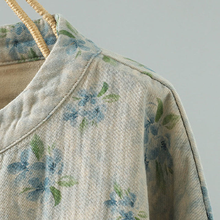 Kurtka damska z długim rękawem z poliestru z nadrukiem w kwiaty i żabą, z Buddha Stones i kieszeniami - image 18