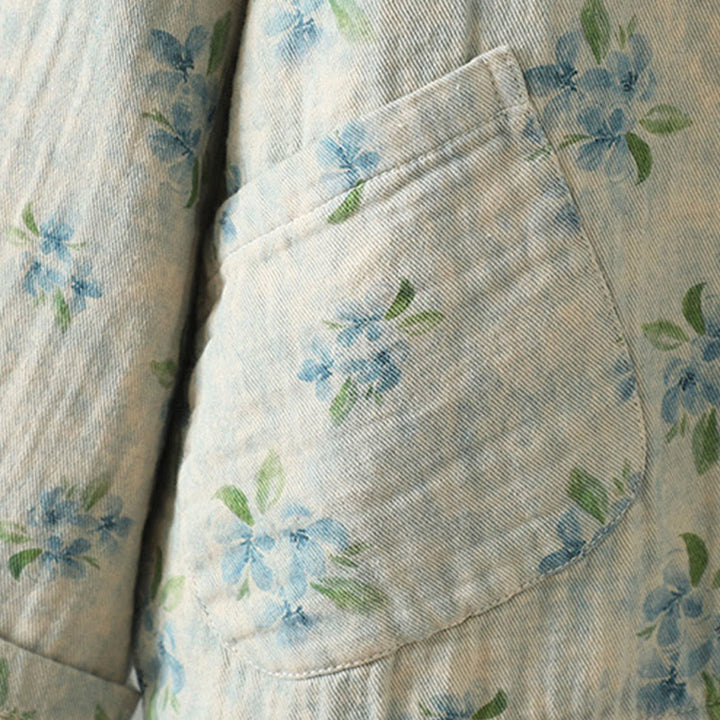 Kurtka damska z długim rękawem z poliestru z nadrukiem w kwiaty i żabą, z Buddha Stones i kieszeniami - image 21