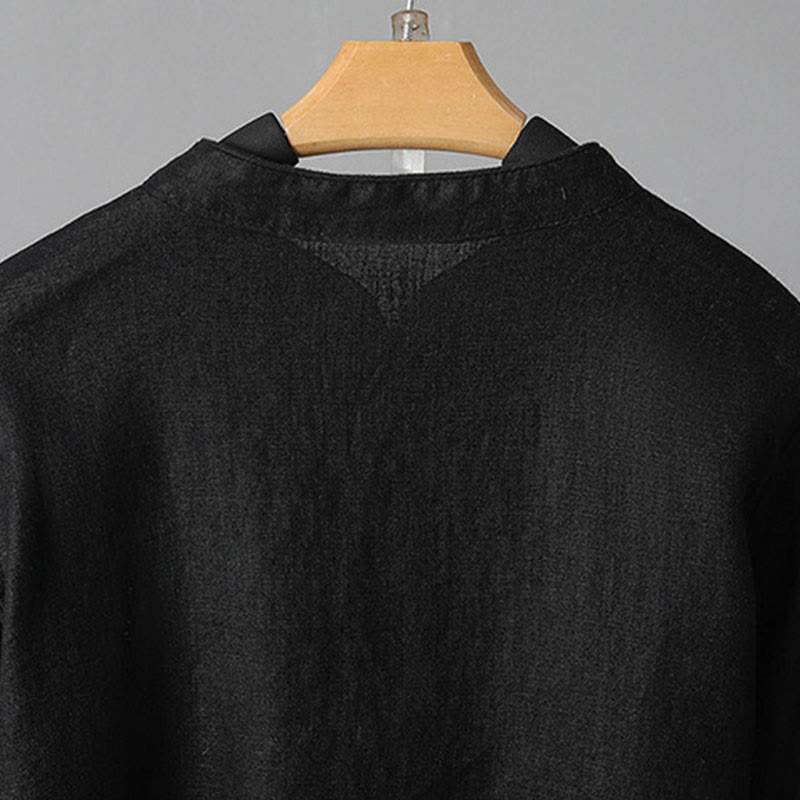 Koszula damska z długim rękawem i stójką z haftowanymi Buddha Stones, swobodna, bawełniana - image 23