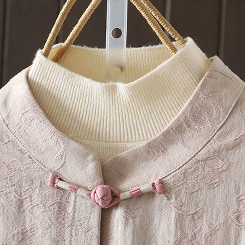 Koszula damska z długim rękawem i stójką z motywem kwiatów "Buddha Stones" z bawełny - image 2