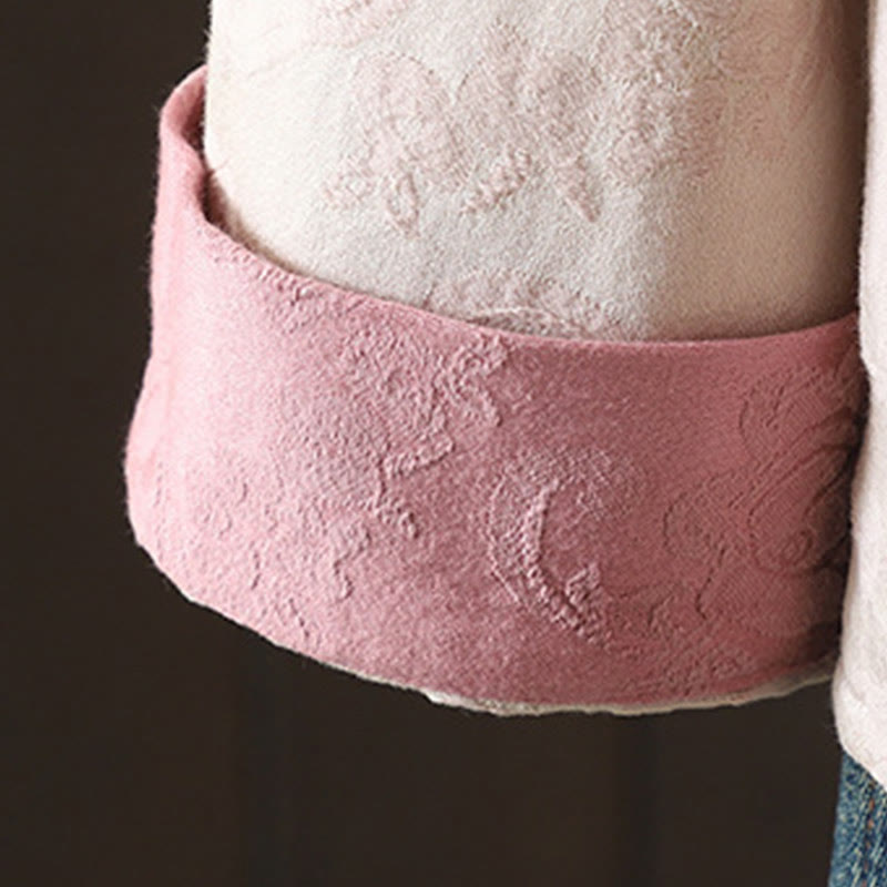 Koszula damska z długim rękawem i stójką z motywem kwiatów "Buddha Stones" z bawełny - image 9