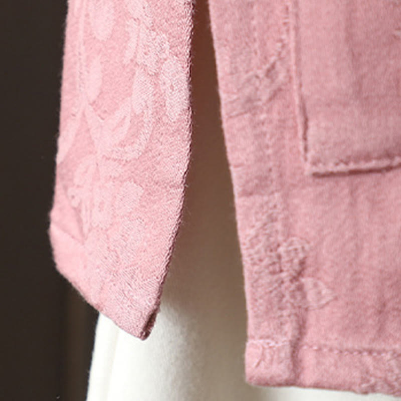 Koszula damska z długim rękawem i stójką z motywem kwiatów "Buddha Stones" z bawełny - image 12