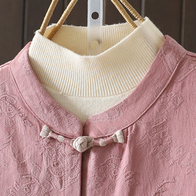 Koszula damska z długim rękawem i stójką z motywem kwiatów "Buddha Stones" z bawełny - image 11