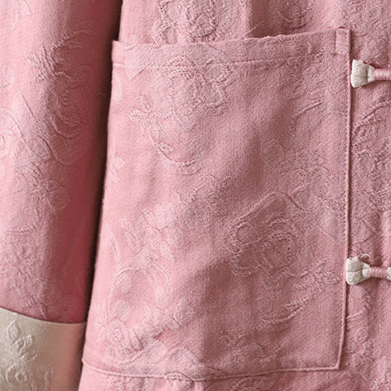 Koszula damska z długim rękawem i stójką z motywem kwiatów "Buddha Stones" z bawełny - image 15