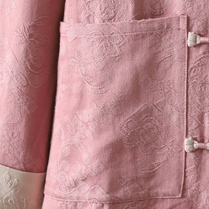 Koszula damska z długim rękawem i stójką z motywem kwiatów "Buddha Stones" z bawełny - image 15