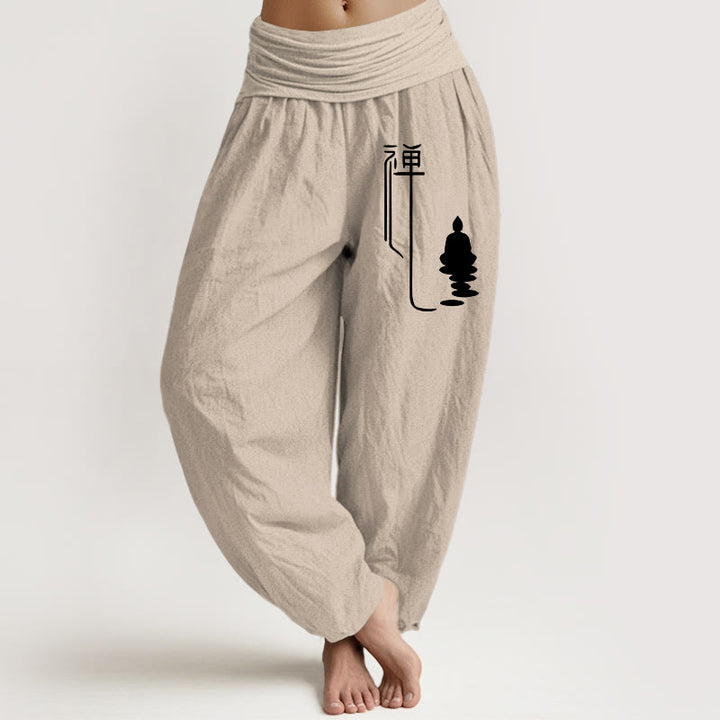 Damskie spodnie haremowe z elastycznej bawełny z motywem Buddha Stones buddyjskich i wzorem buddyjskim Zen - Dębnik - US22, UK/AU26, EU54 (6XL) - image 11