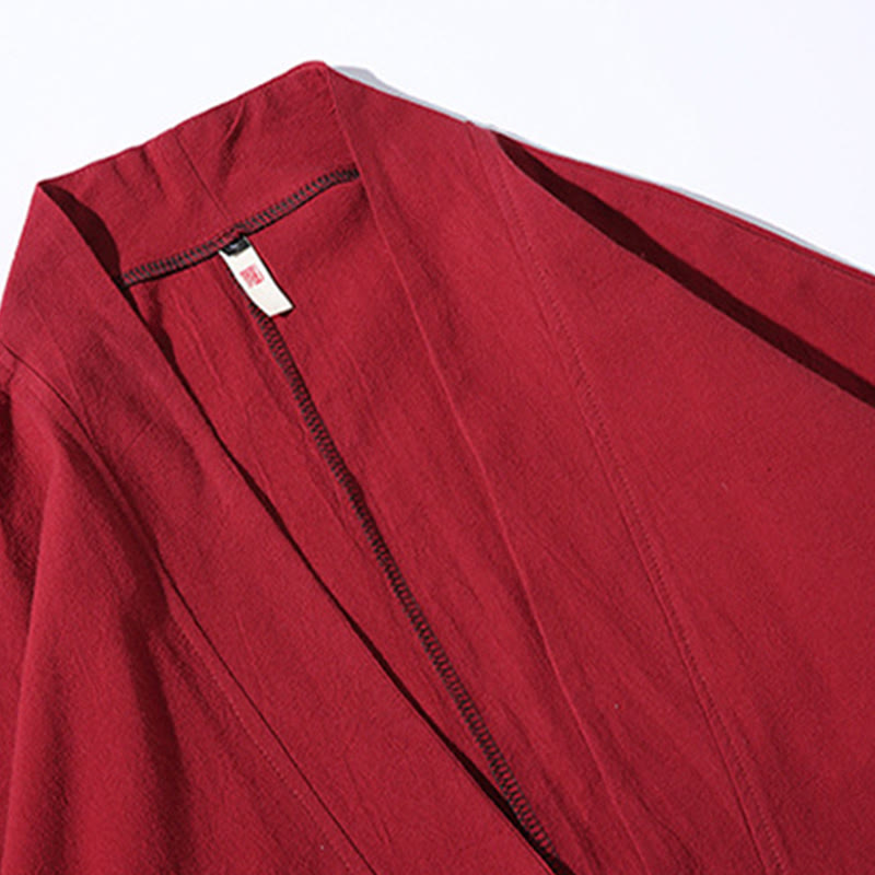 Buddha Stones Żuraw Pomyślne Chmury Haft Męskie Kimono Rękaw Trzy Czwarte - image 6