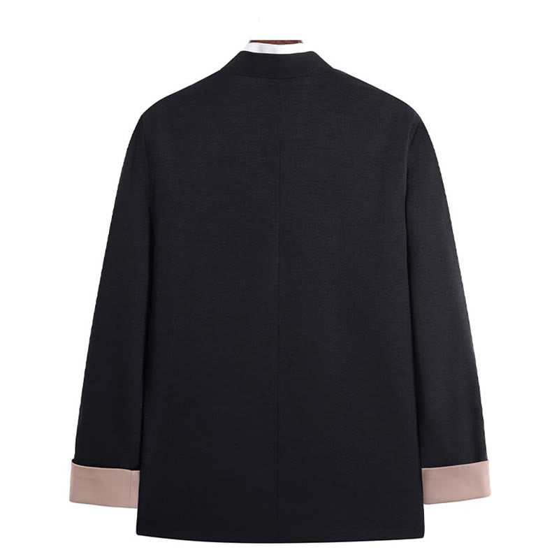 Kurtka męska z długim rękawem i haftem Buddha Stones z żabą i guzikami - image 1