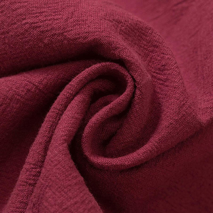 Buddha Stones, 2 szt., gładki męski komplet koszuli z długim rękawem i spodniami bawełnianymi z kieszeniami i żabką - image 13