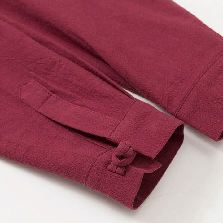 Buddha Stones, 2 szt., gładki męski komplet koszuli z długim rękawem i spodniami bawełnianymi z kieszeniami i żabką - image 8