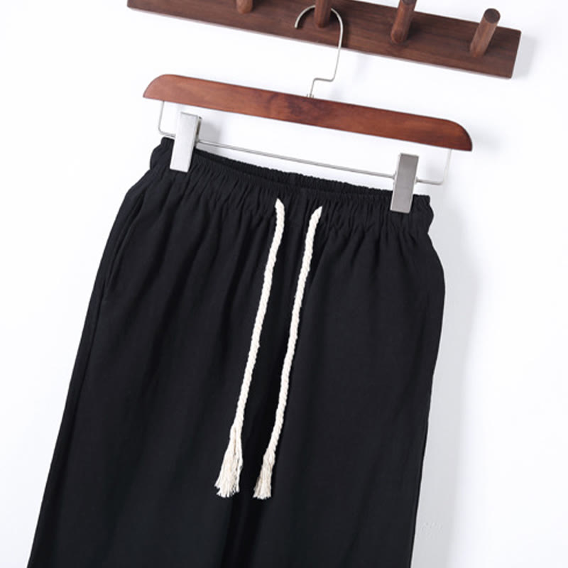 Buddha Stones, 2 szt., jednolity kolor, męski, bawełniany komplet koszuli z długim rękawem i spodniami, zapinany na guziki żaby, z kieszeniami - image 7