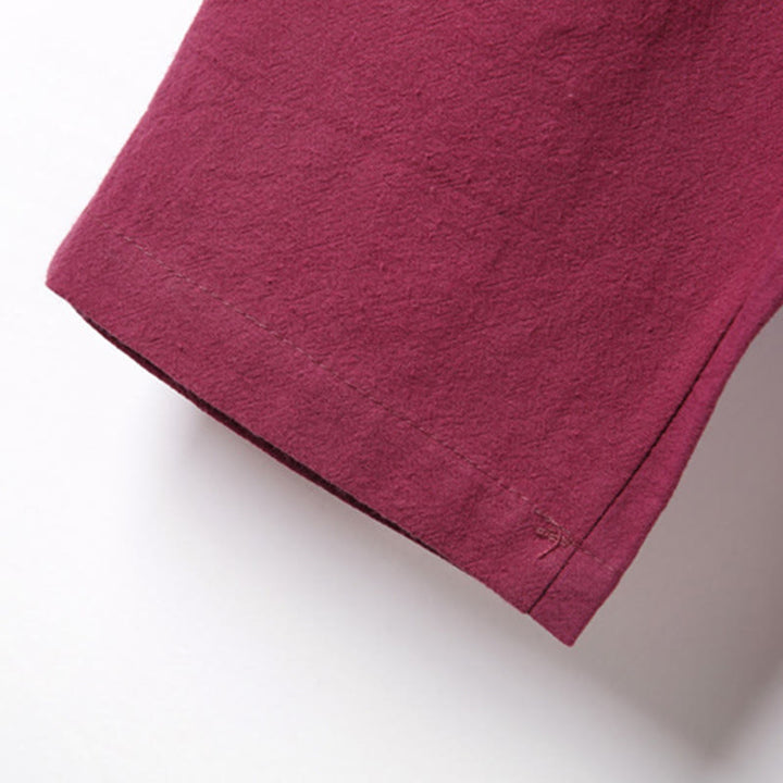 Buddha Stones, 2 szt., jednolity kolor, męski, bawełniany komplet koszuli z długim rękawem i spodniami, zapinany na guziki żaby, z kieszeniami - image 42