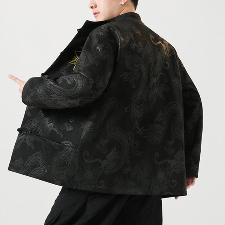 Kurtka męska z długim rękawem i guzikami w kształcie żaby z motywem kamieni Buddha Stones - image 4