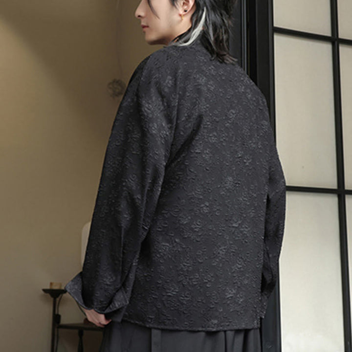 Koszula męska z długim rękawem i sznurowaniem „Buddha Stones Spring V-Neck Floral” - image 2