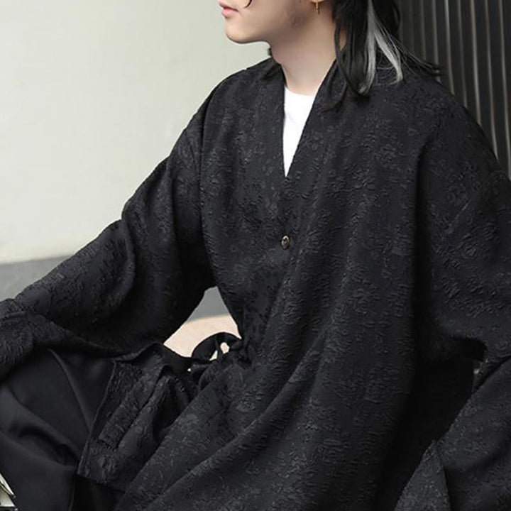 Koszula męska z długim rękawem i sznurowaniem „Buddha Stones Spring V-Neck Floral” - image 4