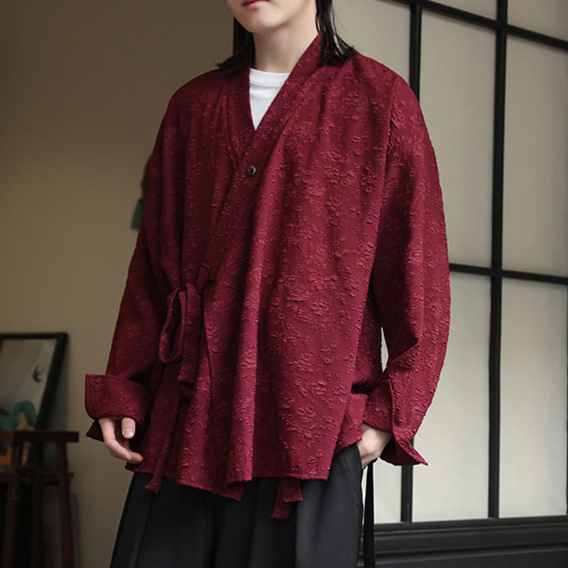 Koszula męska z długim rękawem i sznurowaniem „Buddha Stones Spring V-Neck Floral” - image 14