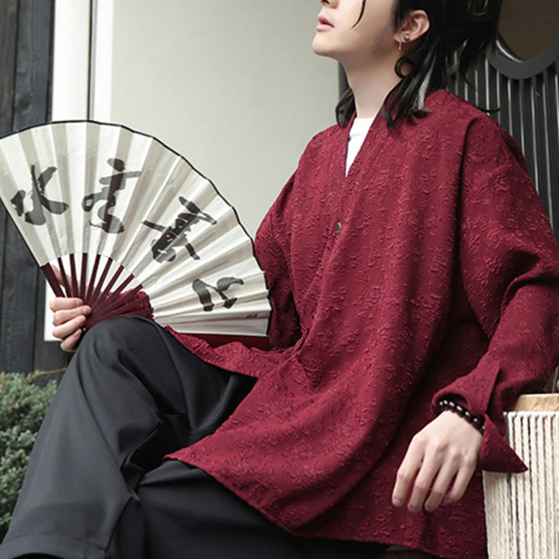 Koszula męska z długim rękawem i sznurowaniem „Buddha Stones Spring V-Neck Floral” - image 15