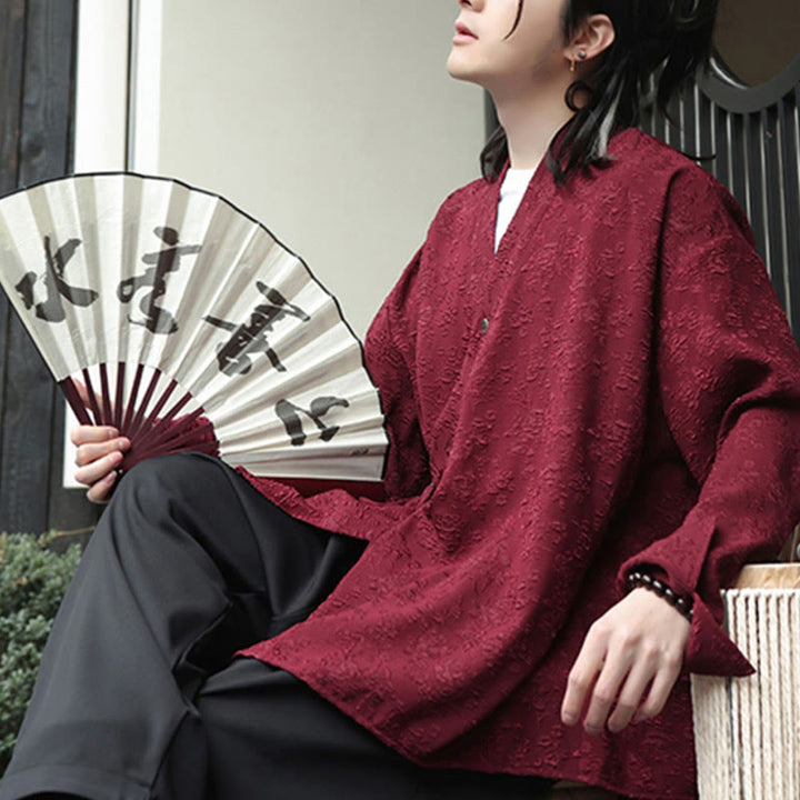 Koszula męska z długim rękawem i sznurowaniem „Buddha Stones Spring V-Neck Floral” - image 15