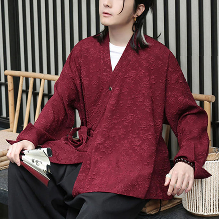 Koszula męska z długim rękawem i sznurowaniem „Buddha Stones Spring V-Neck Floral” - image 11