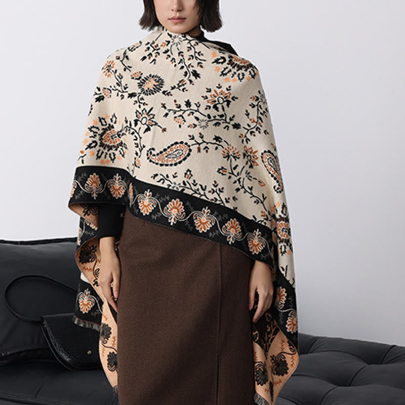 Buddha Stones, zagęszczony zimowy szal z motywem paisley, kwiaty winorośli, miękki szal - image 22