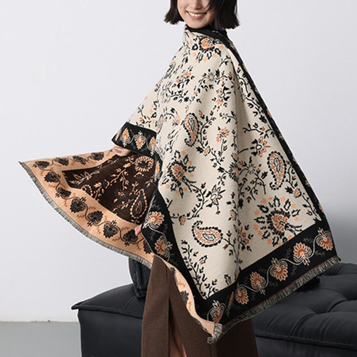 Buddha Stones, zagęszczony zimowy szal z motywem paisley, kwiaty winorośli, miękki szal - image 23