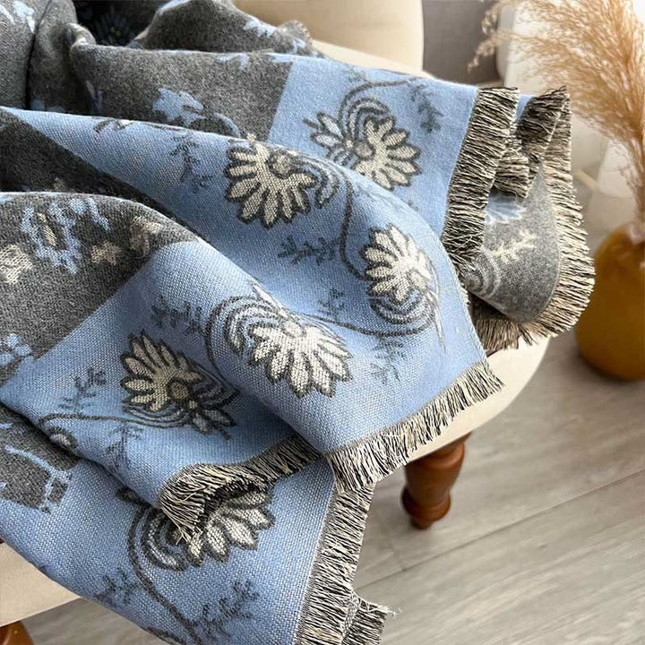 Buddha Stones, zagęszczony zimowy szal z motywem paisley, kwiaty winorośli, miękki szal - image 8