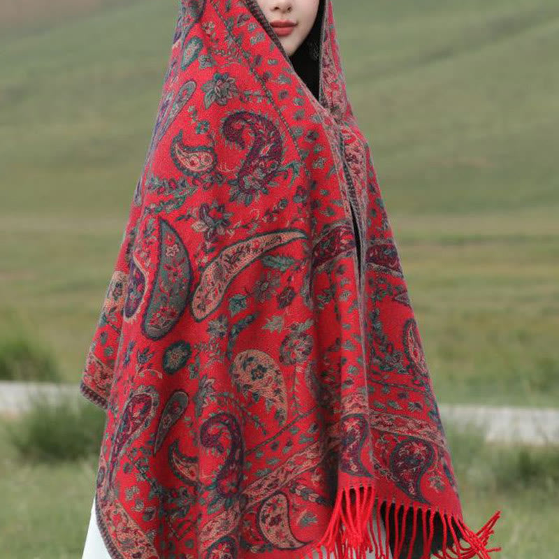 Miękki szal z frędzlami i haftowanymi kwiatami Paisley w kształcie Buddha Stones - image 18