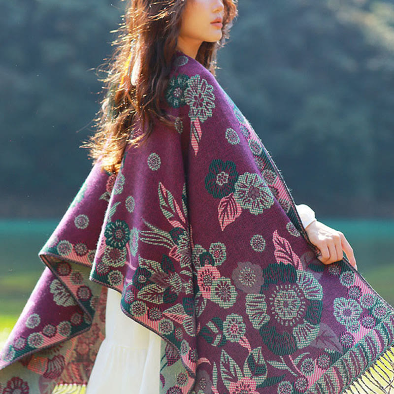 Buddha Stones Żakardowy Etniczny Paisley Roślinny Wzór Chwost Miękki Termiczny Szal - image 30