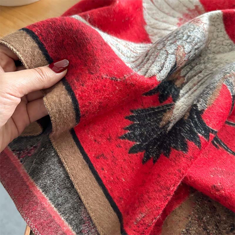 Buddha Stones, jesienny żuraw, lotos, wzór kwiatu śliwki, frędzle, miękki, przytulny szal - image 3