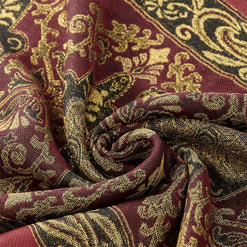 Buddha Stones Wiosna Złoty Kwiat Nerkowca Geometryczny Wzór Chwost Przytulny Szalik - image 8