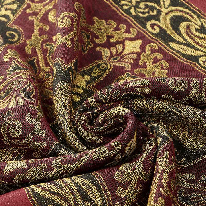 Buddha Stones Wiosna Złoty Kwiat Nerkowca Geometryczny Wzór Chwost Przytulny Szalik - image 8