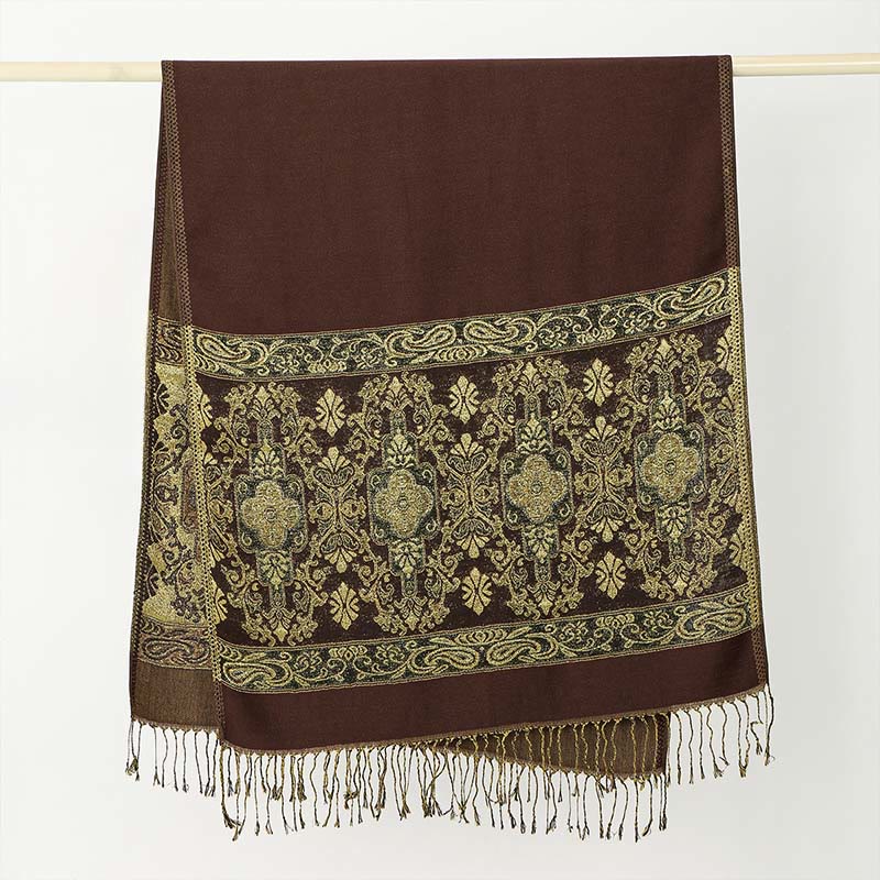 Buddha Stones Wiosna Złoty Kwiat Nerkowca Geometryczny Wzór Chwost Przytulny Szalik - image 2