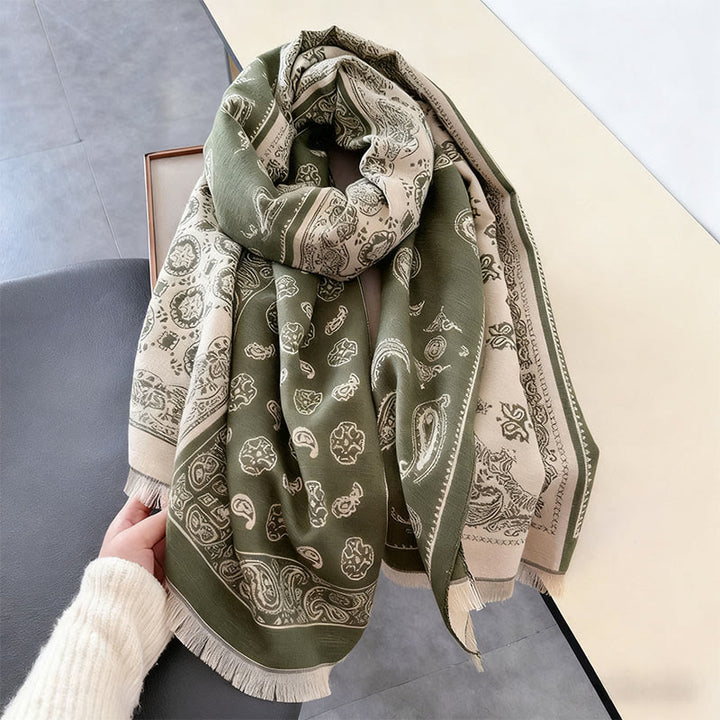 Buddha Stones, etniczny wzór paisley, geometria, patchwork, frędzle, miękki, termiczny, gruby szalik - image 13