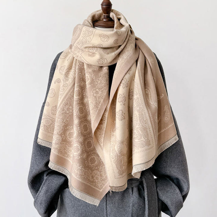 Buddha Stones, etniczny wzór paisley, geometria, patchwork, frędzle, miękki, termiczny, gruby szalik - image 15