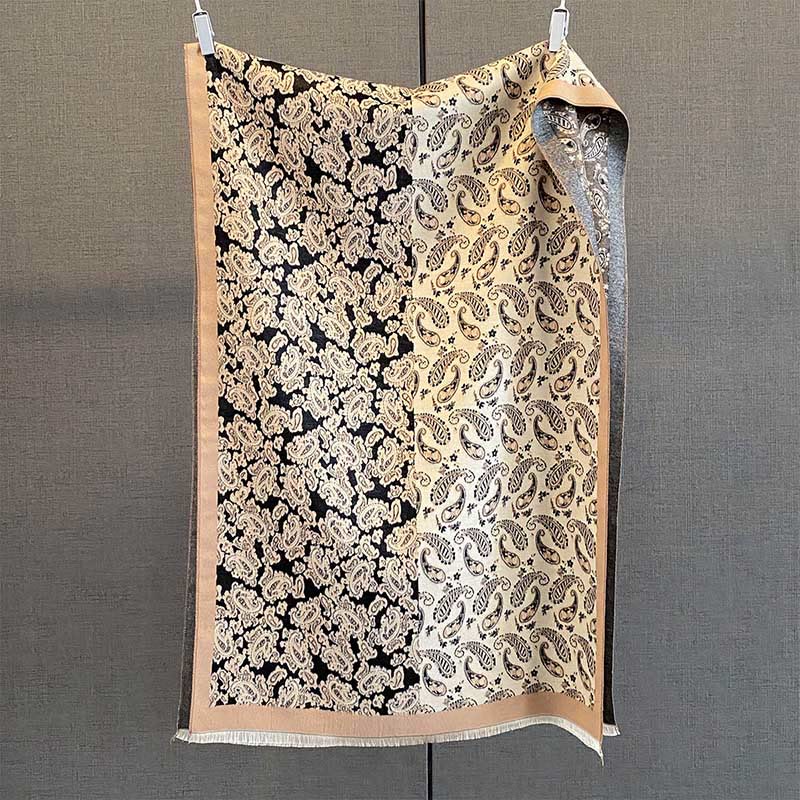 Buddha Stones, termiczny, etniczny, kontrastowy wzór patchworkowy, miękki szal - Czarny - 190*65 cm - image 5