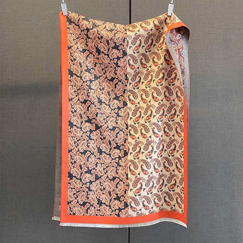 Buddha Stones, termiczny, etniczny, kontrastowy wzór patchworkowy, miękki szal - DimGray - 190*65 cm - image 9