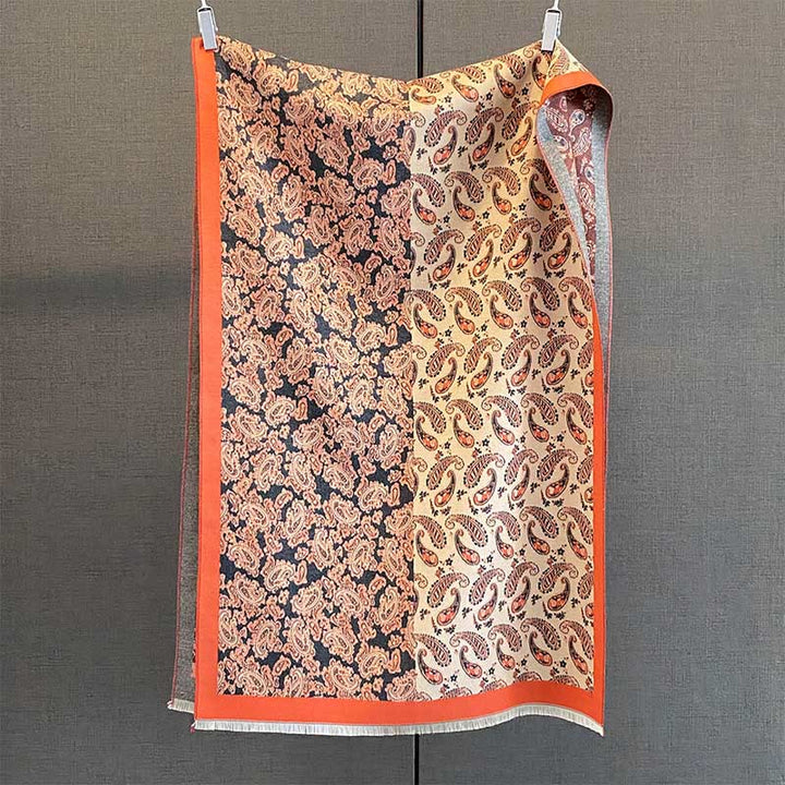 Buddha Stones, termiczny, etniczny, kontrastowy wzór patchworkowy, miękki szal - DimGray - 190*65 cm - image 9