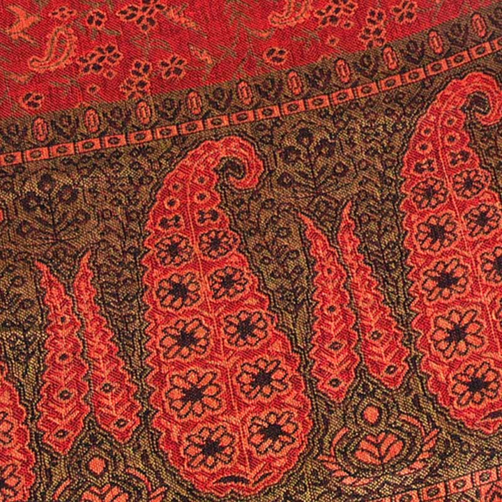 Buddha Stones Żakard Kontrast Kolorów Patchwork Wzór Paisley Przytulny Szal z Frędzlami - image 7