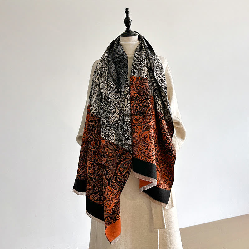 Zimowy, termiczny szalik z Buddha Stones w dopasowanym kolorze z motywem paisley i winorośli - image 3