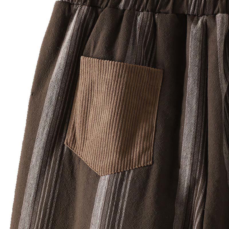 Spodnie harem damskie Buddha Stones Commute Thermal Striped Cotton z kieszeniami - image 8