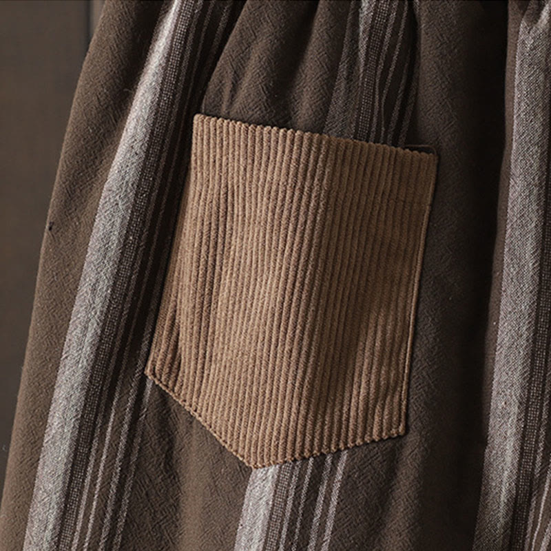 Spodnie harem damskie Buddha Stones Commute Thermal Striped Cotton z kieszeniami - image 5
