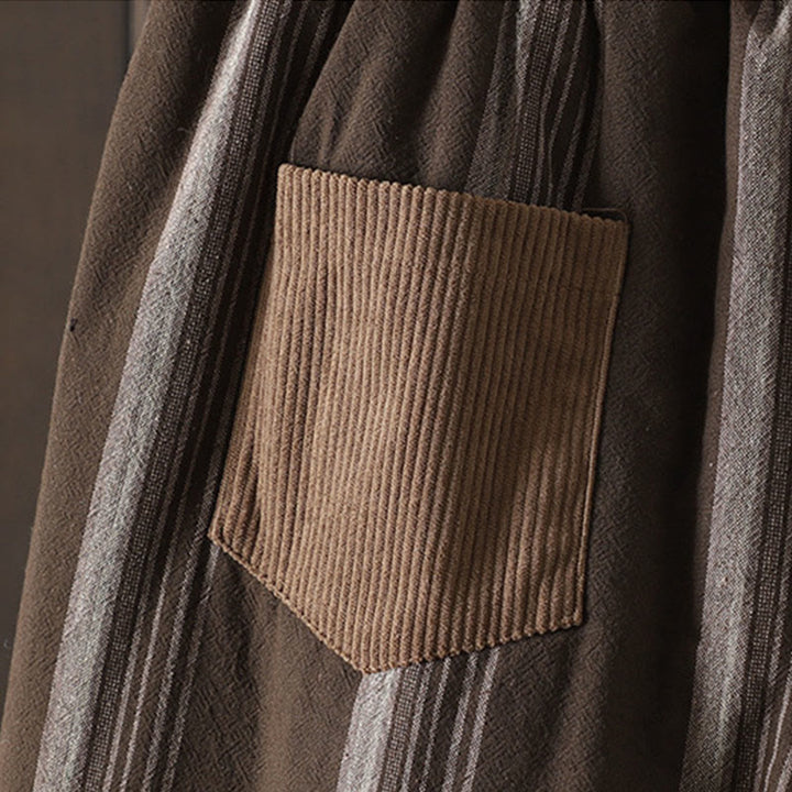 Spodnie harem damskie Buddha Stones Commute Thermal Striped Cotton z kieszeniami - image 5