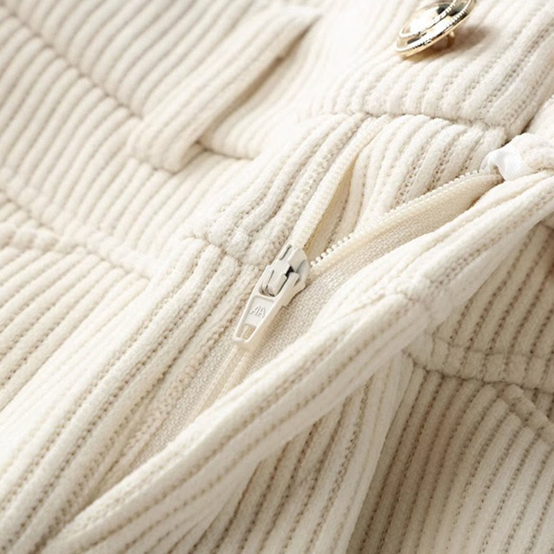 Spodnie damskie z szerokimi nogawkami i kieszeniami, z bawełny sztruksowej, z motywem Buddha Stones, zimowe, z prostymi nogawkami i kieszeniami - image 2