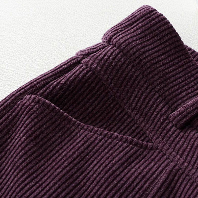 Spodnie damskie z szerokimi nogawkami i kieszeniami, z bawełny sztruksowej, z motywem Buddha Stones, zimowe, z prostymi nogawkami i kieszeniami - image 8